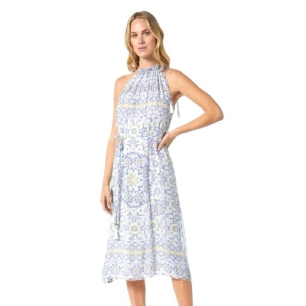 JOIE Marietta Midi Silk Womens Dress CLR‎ Clematis Blue Multi SZ Med MSRP $428